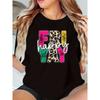 European Sizes Women'S Happy Friday Graphic T-Shirt - Leopard & Floral Print Casual Short Sleeve Top, Lightweight Summer Tee with Round Neck