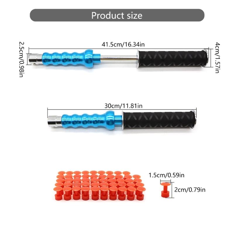 High Strength Steel Auto Body Dents Puller Hammer With 50 Red Adapters Fit for Hails Damage Repair No Painting Required