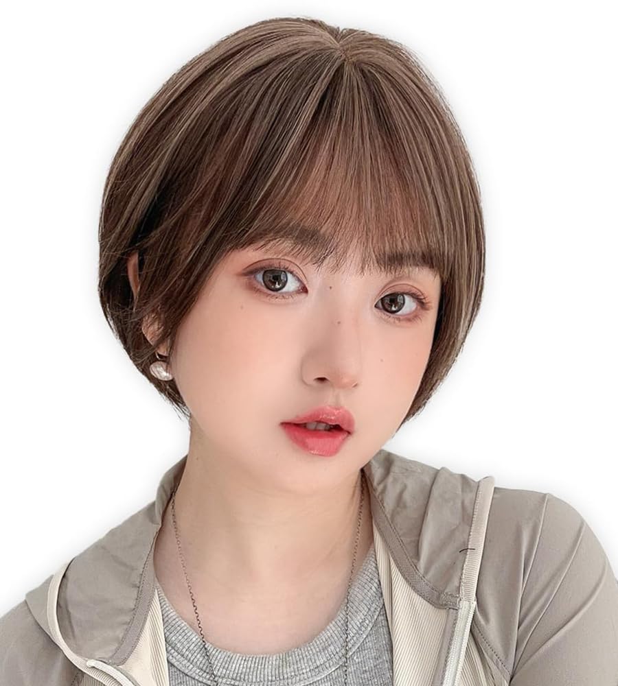 [BrightLala] Bare Skin Wig, Women s Short Bob Wig, Medical Wig, Human Hair Mix, Full Wig hf1920-DPA-S