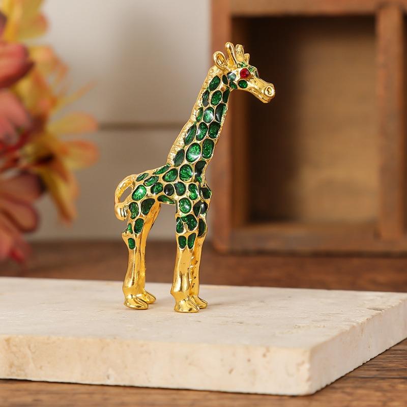 Giraffe Ring Stand Small Figurine Bedroom Diamond-encrusted Decorative Jewelry Box Home Decoration Craft Gift