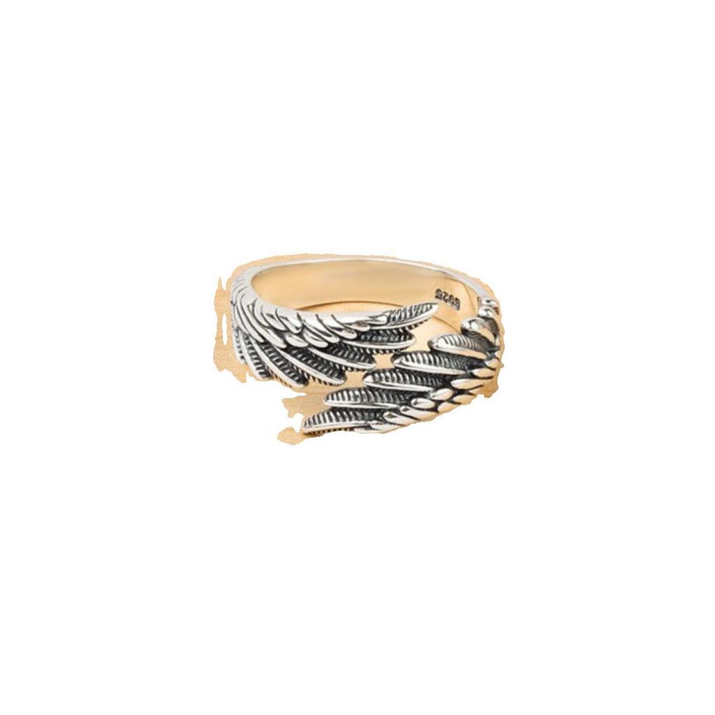 Adjustable 925 Sterling Silver Angel Wings Ring - High-End Internet Celebrity Jewelry