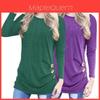 Stylish Long-sleeve Button Detail T-shirt For Women In Various Colors And Sizes