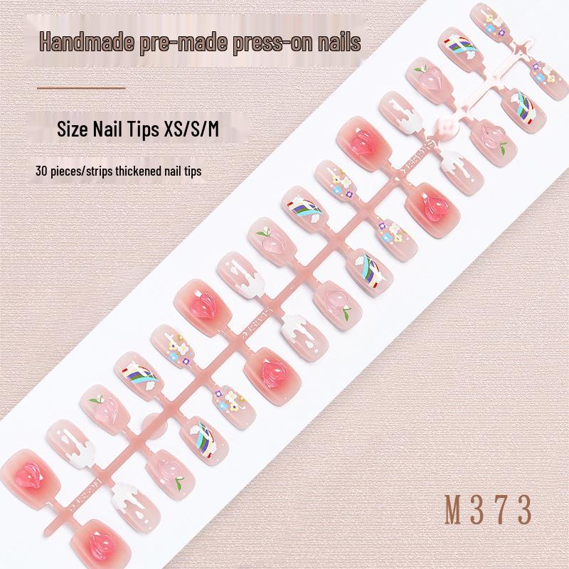 

Dopamine Sweet Rainbow Ombre 3D Peach Blush Nail Art Wearable Tips