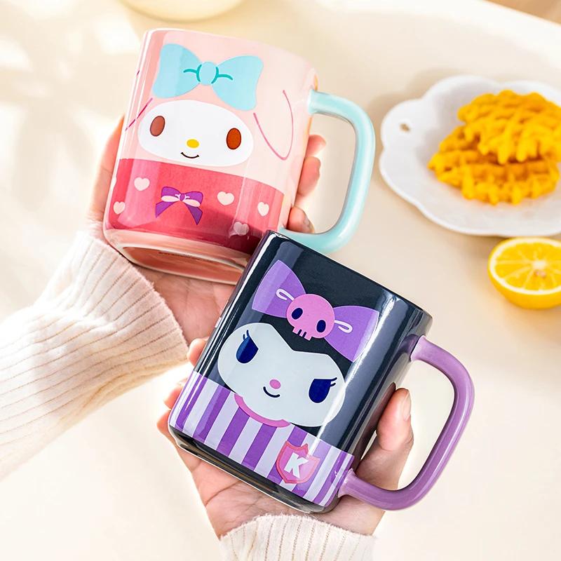 Pour Sanrio Tasses en Céramique 400ml Tasses à Jus Colorées de Bureau Design Décalcomanie Carré Dessin Animé Tasses à Eau Maison Petit Déjeuner Lait Tasses à Café