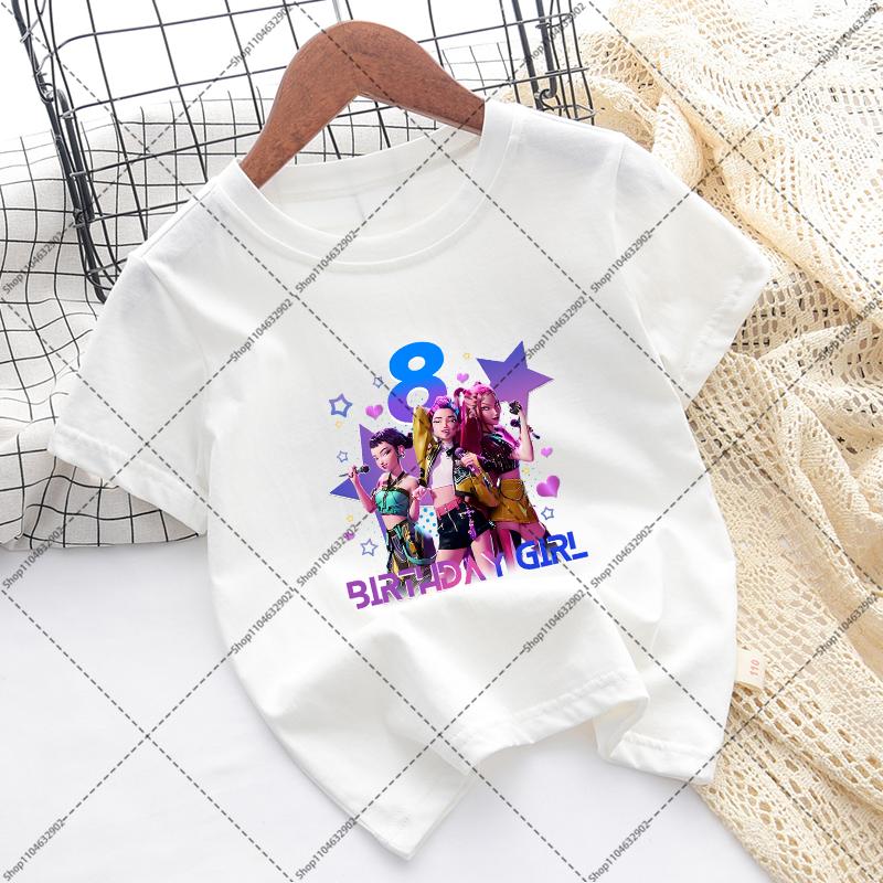 Kpop Demon Hunters Children T-shirts Birthday Party Tee Cotton Short Sleeves Anime Graphic Print T-shirt Boys Girls Fashion Tops