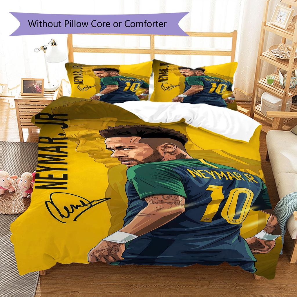 Neymar Pattern Bedding,Quilt Set Quilt Cover Pillowcase Home Birthday Gift(1 * duvet cover + 2 * pillowcase, without core)