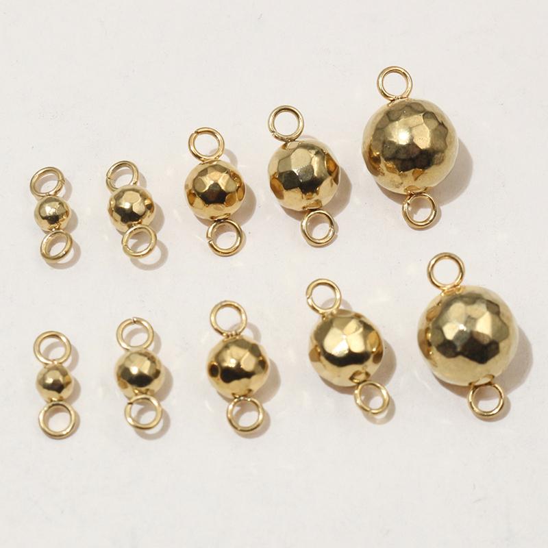 20pcs 4/5/6/8mm Double Loops Round Stainless Steel Bead Ball Charms Pendant Connector Earrings Necklace DIY Jewelry Accessories