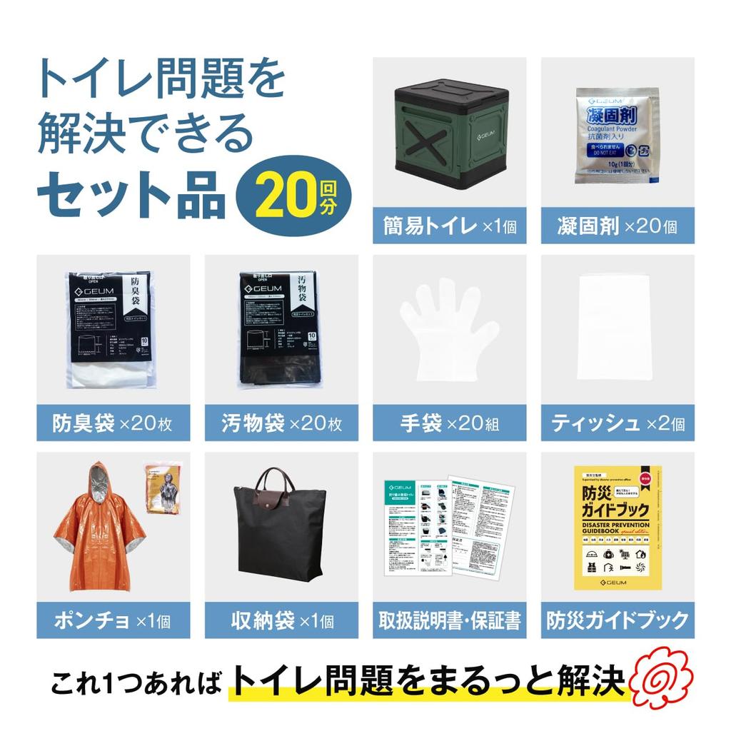 GEUM Folding Portable Supervised by Disaster Prevention for Disaster Outdoor and Nursing Includes Waste Storage Blindfold and Handle Storage 200kg