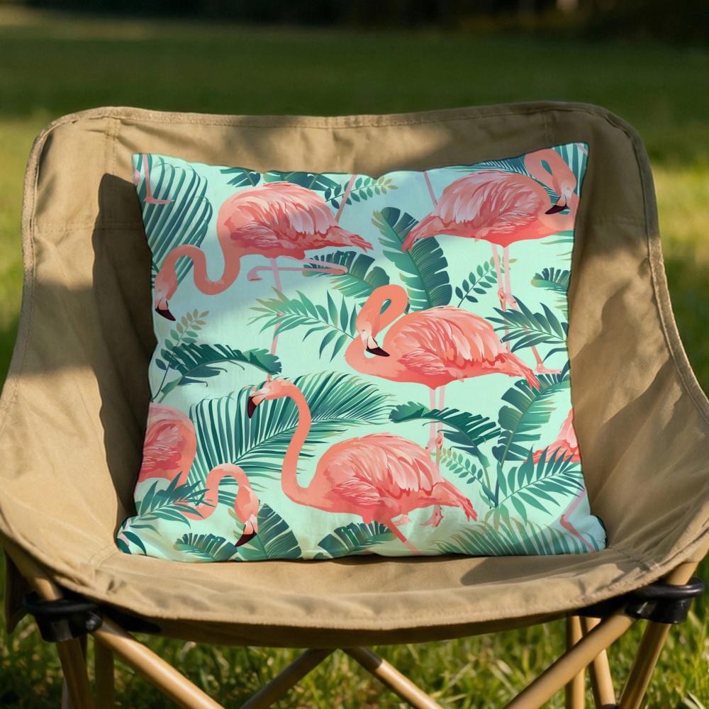 Tropical forest flamingos Cushion Cover Soft Reversible  Durable Pillow Cover  MultiScene Use for Home  Car Daily Comfort