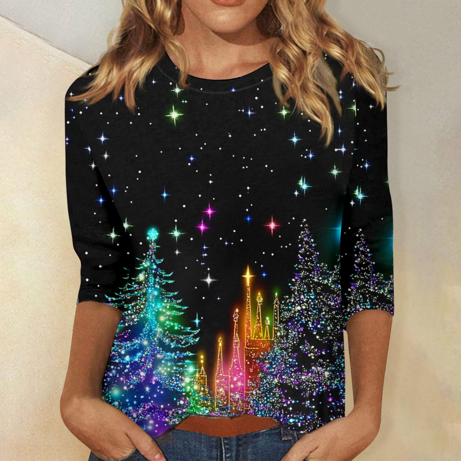 

Женская модная повседневная свободная футболка с круглым вырезом и рукавами 3/4 с принтом, женский топ XXL