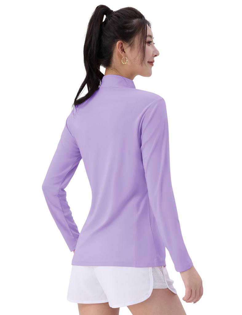 KEFITEVD Rash Sports Long Sun Light Size L Women's Guard, Half-Zip T-Shirt, Moisture-Wicking, Quick-Drying, Sleeve, Gym/Training Wear, Protection,