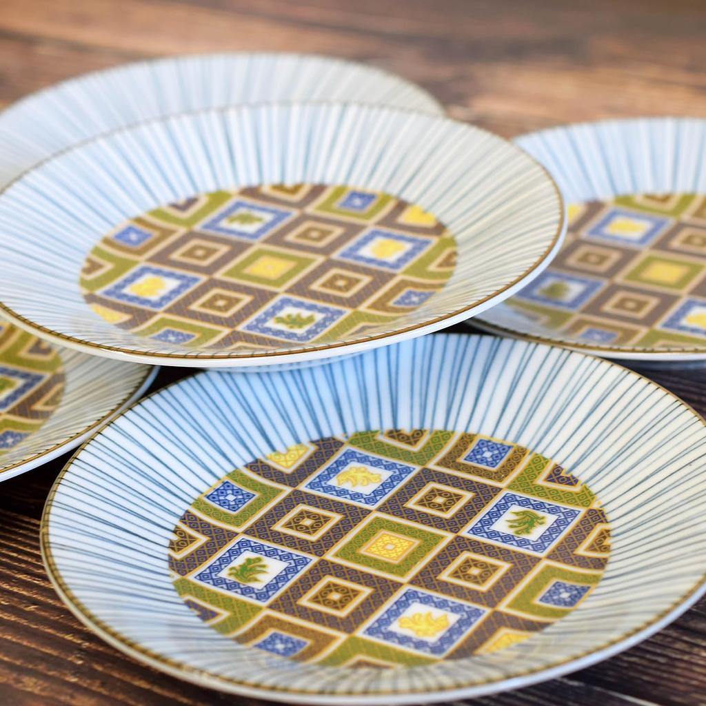 Teller stilvolles Kutani kleines Set aus Stein, japanisches Servierset, hergestellt in Japan, Geschirr, Ware, Teller, 5, Pflaster, Keramik, Geschirr, Teller,