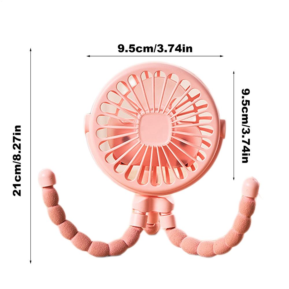 Baby Stroller Fan Mini Portable Outdoor Fan USB 3 Speed Flexible Octopus Fan Tripod Clip on Handheld Fan for Stroller Crib