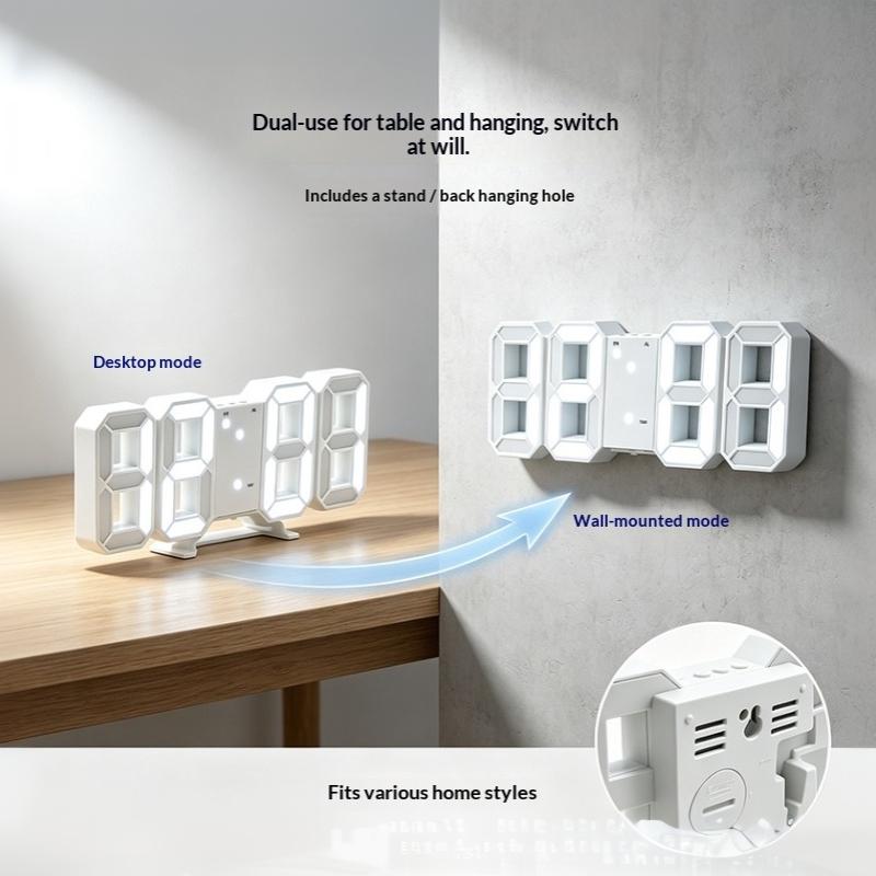 3D Led Digital Clock Luminous Fashion Wall Clock Creative Multifunctional Usb Plug In Electronic Clock Home Decoration