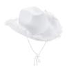1 stk Nydelig Fluffy Fjærbrem Cowboyhatt Bredbrem Cowgirlhatt Allsidig For Mardi Gras Rave Utkledning