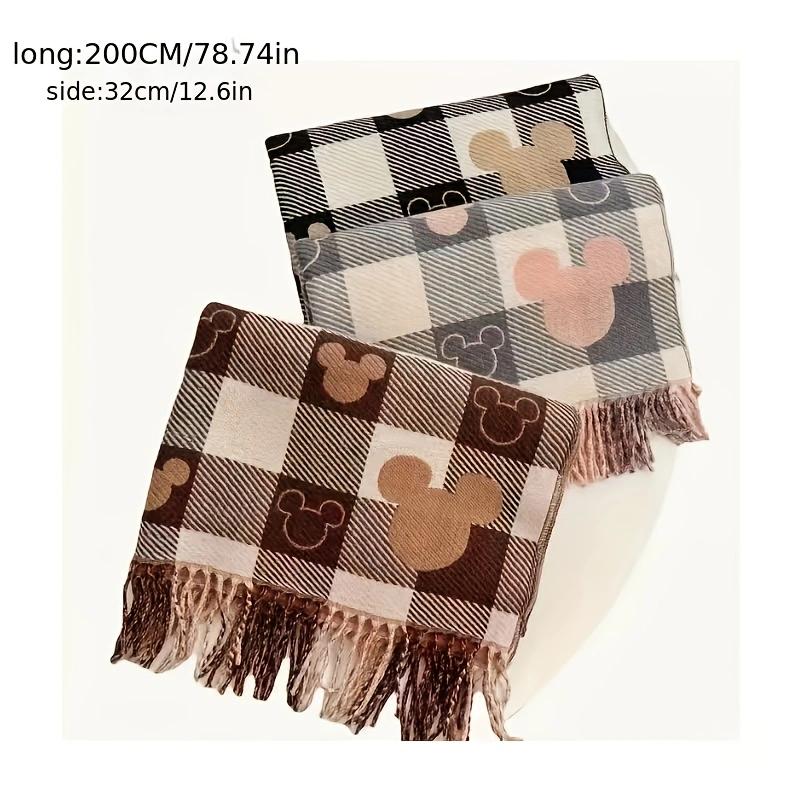Mouse Head Double-Sided Scarf - A Cozy and Warm Women's Polyester Shawl, Perfect for Autumn and Winter