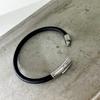 Glory_Arden Surgical Steel Finish Leather Bracelet/Ghmb-295