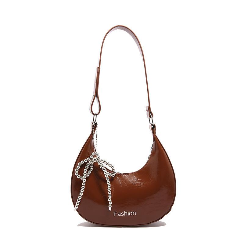 

Trendy Vintage Handheld Small Bag For Women With Chic Shoulder Strap In Black And White Brown With Pendant