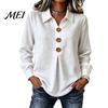 Plus Size Summer Blouses Women Button Down Shirt Blouse, Long Sleeve V Neck Loose Flowy Wrinkle Resistant Shirts Breathable Tunic Shirt, Casual