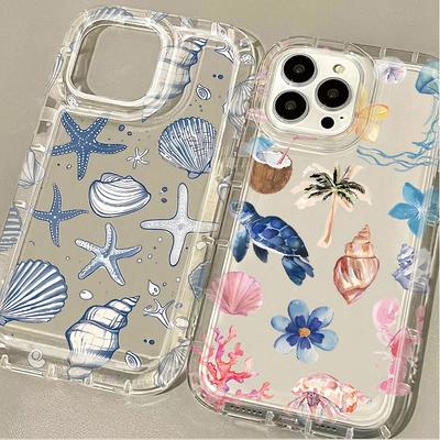 Blaue Ozeantiere Handyhülle Für iPhone 16 15 14 Pro 13 12 11 Max Plus 7 8 Plus XR X XS SE 2020 Stoßfest Weiche Silikonhülle