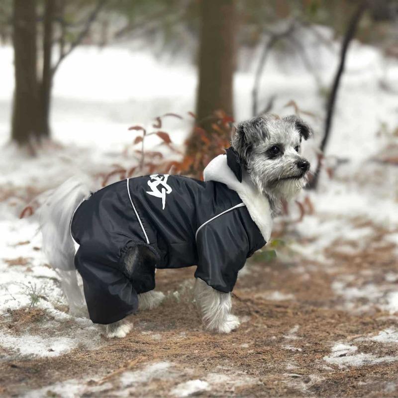 

Утепленные хлопковой подкладкой четырехногие штаны-комбинезон зимняя одежда для собак с защитой от мороза шнауцер панда забавная теплая четырехногая одежда XXL chest 55 back 45 about 14-8.5 kg