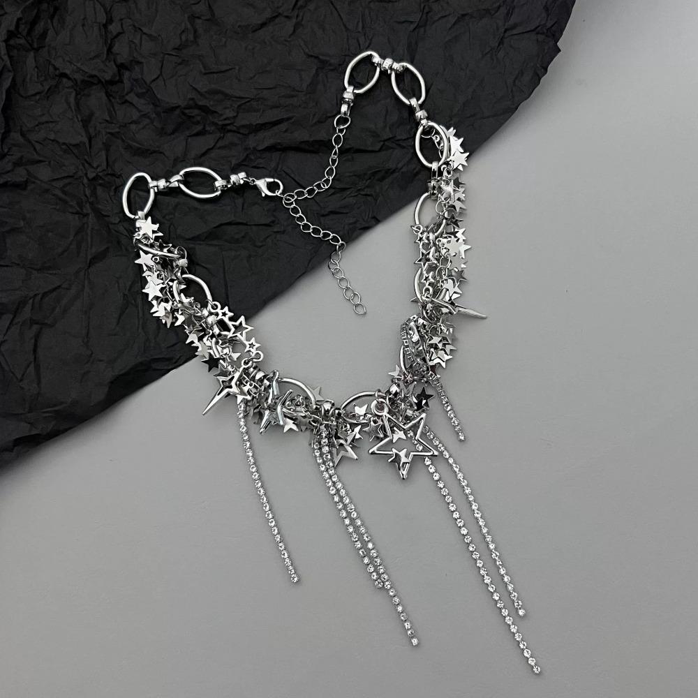 Electroplating Star Hollowed Out Necklace Alloy Y2k Style Tassels Necklace