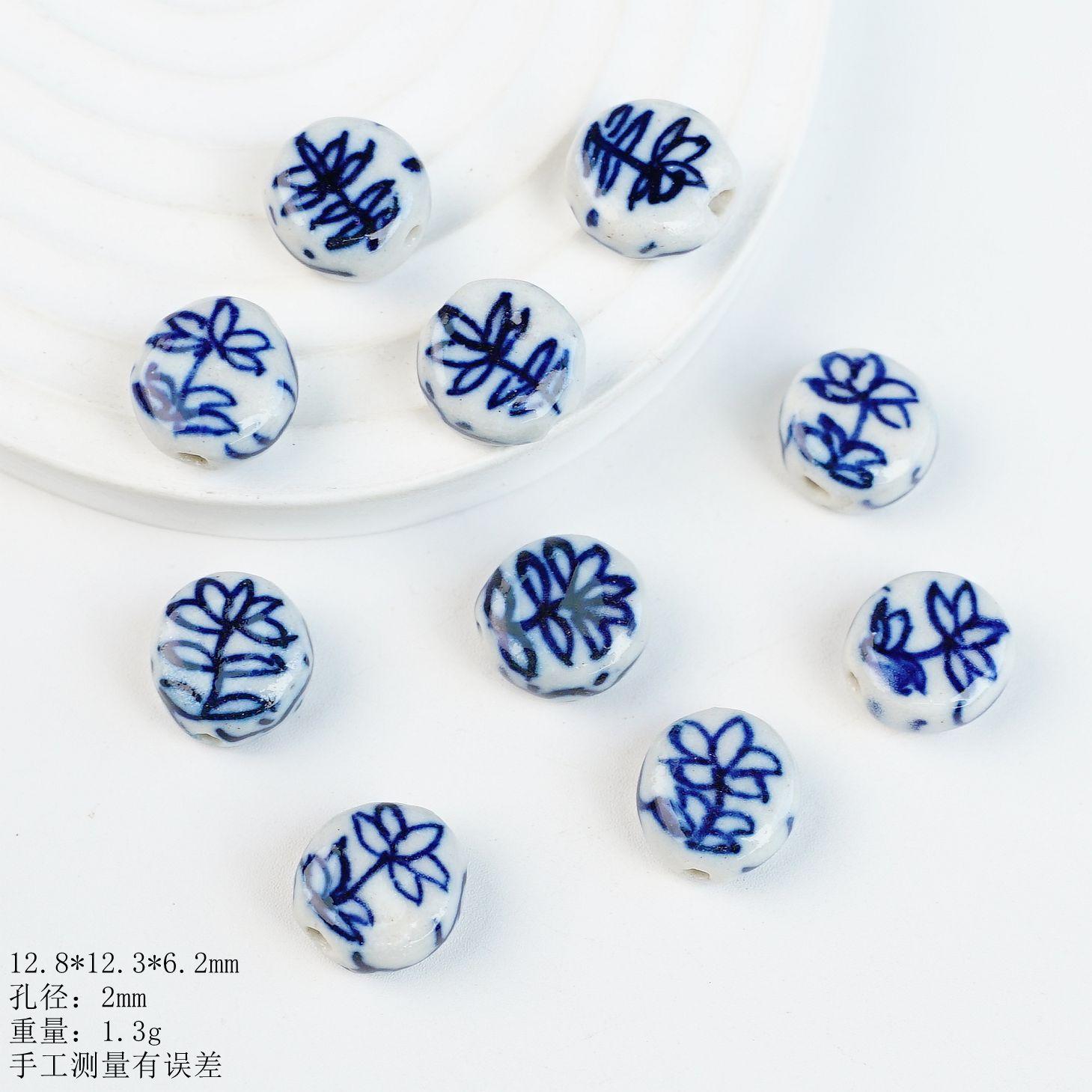 Прямое отверстие сине-белые расписные маленькие рыбки керамические бусины DIY браслет ожерелье аксессуары материал россыпью бусины