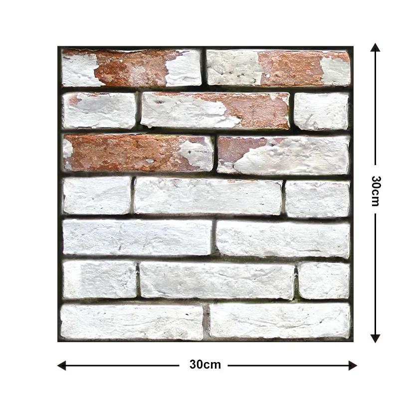 1/12Pcs 3D Wall Sticker Brick Grain Pattern Water-Repellent Self-Adhesive Wall Paper Bathroom Wall Decals 30X30Cm Pegatinas Pared