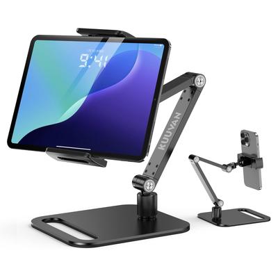 KUUVAN Tablet Tischplatte iPad Hergestellt aus Kompatibel mit Tragkraft Metall Draufsicht von Infinite Kompatibel mit Mobile Schwarz Ständer, Arm, Aluminium,