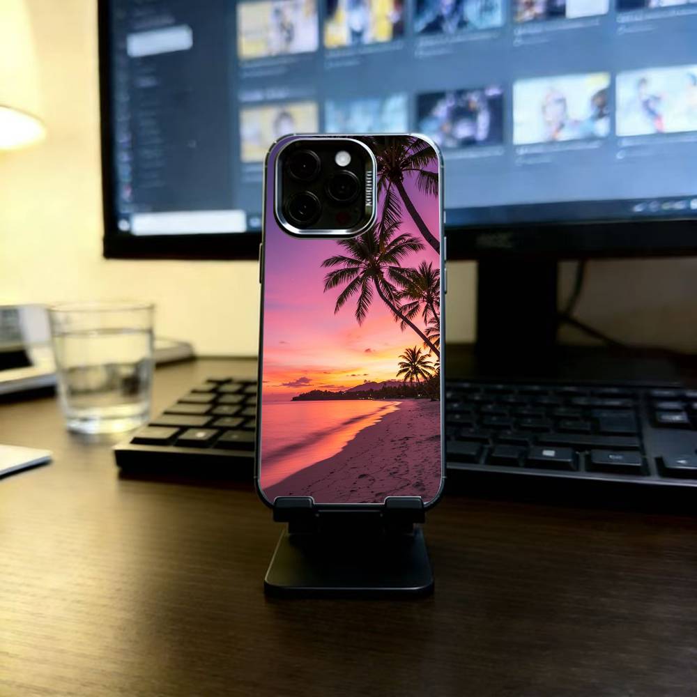 Beach Phone Case For iPhone 17,16,15,14,13,12,11 Plus,Pro Max,XS,Colorful Silver Black Cover