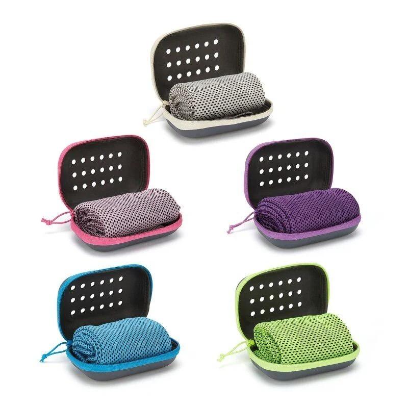 Quick Dry Cooling Towel Soft Breathable Sweat Absorbent Chilly Towel for Sports Running Yoga Gym Fitness with Storage Box