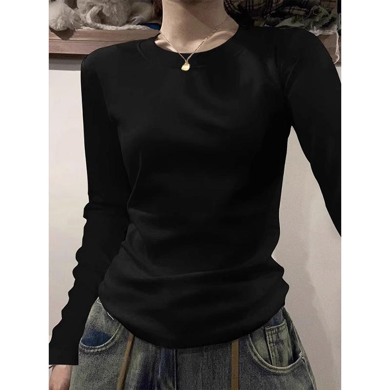 American Long-sleeved T-shirt for Women Slimming Autumn Winter New Inner Waist Slimming Bottoming Shirt Top