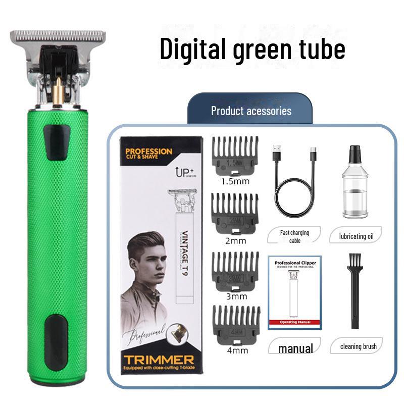 Rechargeable LED Hair Clipper: Self-Use Electric Shaver for Haircuts and Children's Carving, Oil-Infused, with White Light Display.