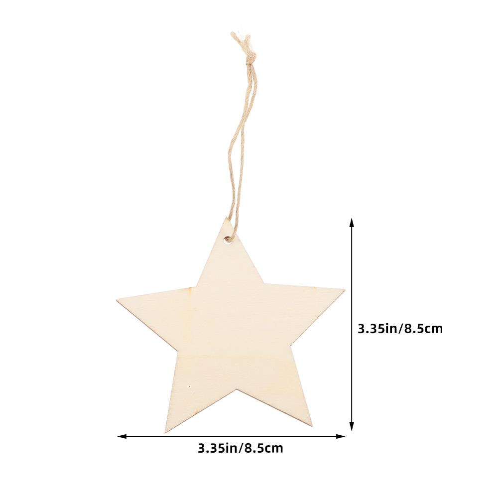 50Pcs Wooden Star Pendant Adorable Pentagram Hanging Ornament for Christmas Tree Decor DIY Craft with Mini Hole Premium