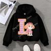 Child Black Long- Sleeve Hoodie Girls Skye Polyester Top Cartoon Letter A-Z  Printed Pullover Children Birthday Gifts