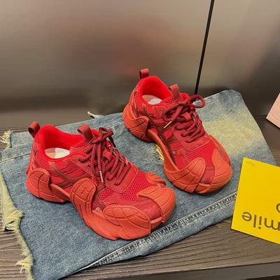 Retro Plateau-Schuhe Damen Neue atmungsaktive Mesh-Höherwachsende Freizeit-Sportschuhe