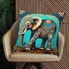 2D Flat- Bohemian Elephant Decorative Throw Pillow Cover Ethnic Style Floral Cushion Case For Home Sofa Bedroom