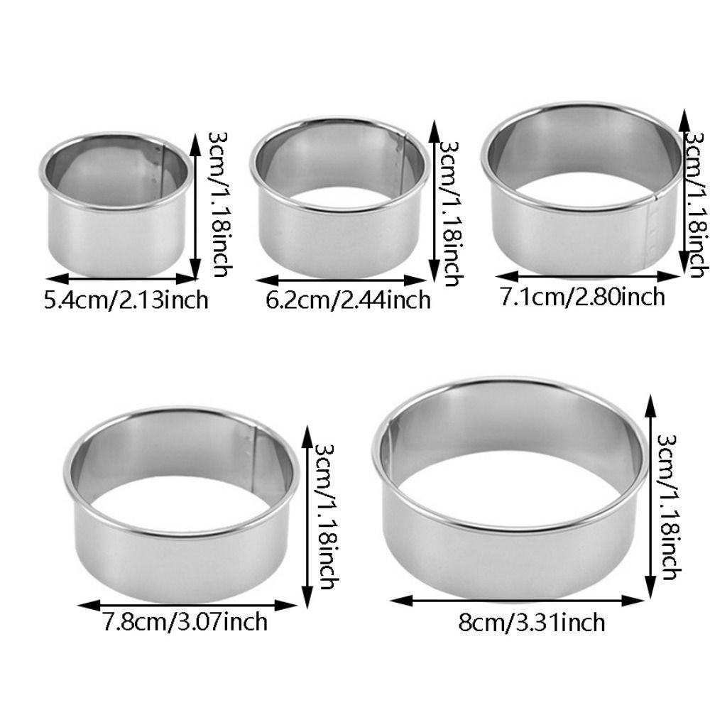 5Pcs Graduated Sizes Biscuit Mold Set Round Pastry Baking Circle Ring Dumpling Skin Cutters  Baking