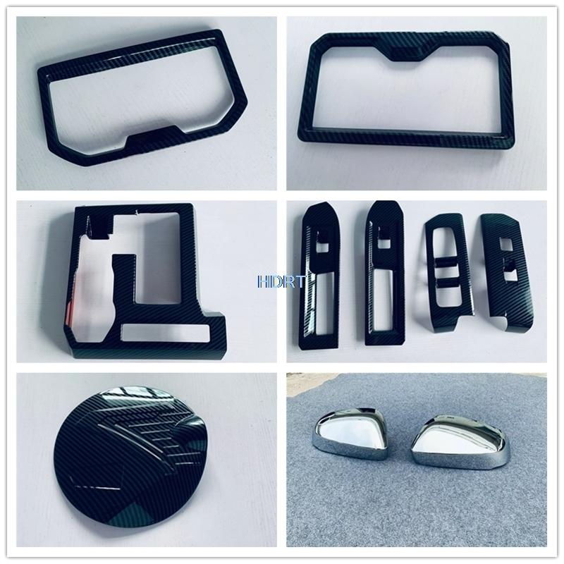 Car Style Gear Shift Window Control Lift Switch Panel Cover Trim For Toyota Tacoma 2024 + Water Cup Frame Carbon Fibre Interior