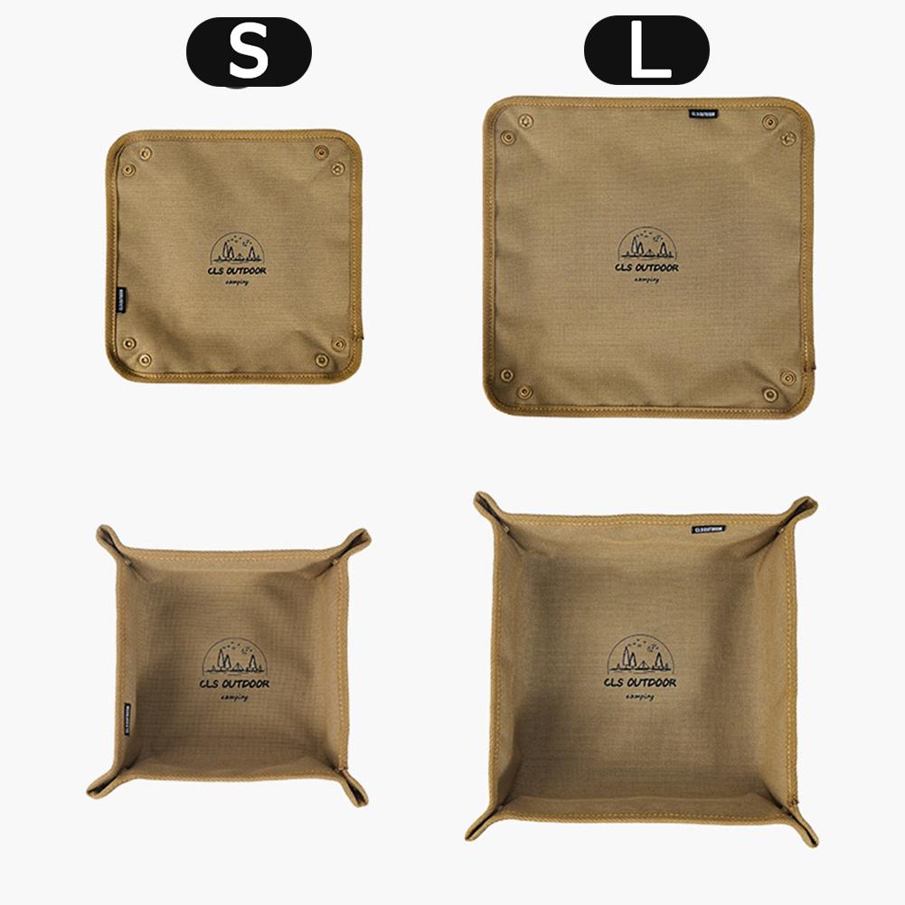 Camping Storage Tray Oxford Cloth Daily Necessities Storage Box Portable Folding Sundries Storage Box for Outdoor Hiking Travel