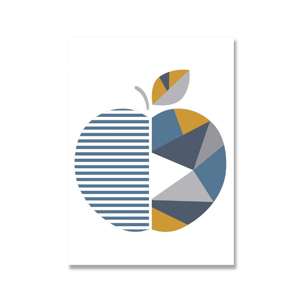 

Nordic Abstract Geometric Fruit Wall Art Apple Pineapple Pear Print Posters Kitchen Dining Room Decor Canvas Painting Pictures 30x40cm No Framed