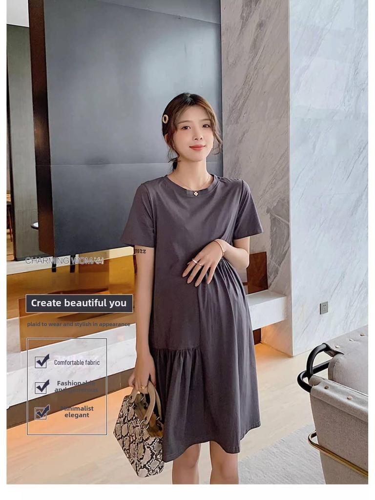 Rochie de maternitate de vară Jianyu 2023: Stil tricou cu mânecă scurtă, mediu-lung