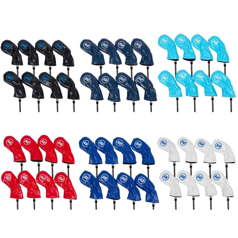 8Pcs Golfs Iron Head Cover Thick PU Leather Embroidered Number Golfs Head Cover Replacement Headcover Protective Cover