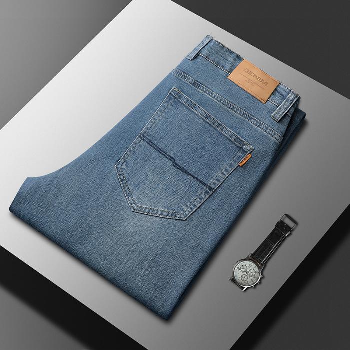 

2024 Весна и Осень Зима Толстые джинсы Tencel Мужские свободные прямые деловые брюки с высокой талией Ретро-брюки 29