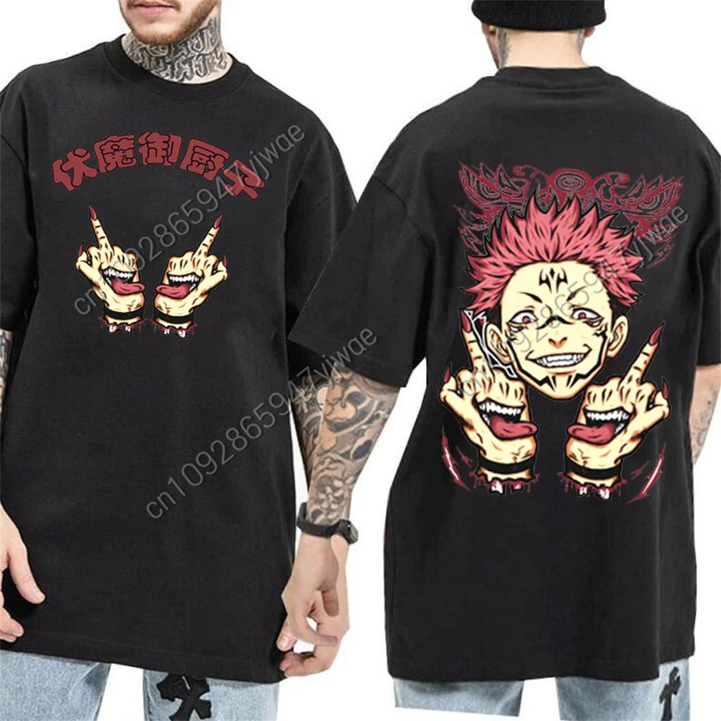 Japanese Anime Jujutsu Kaisen Ryomen Sukuna Character T-Shirt Demon Slayerr Tee Men Casual Loose High-Quality Cotton Top