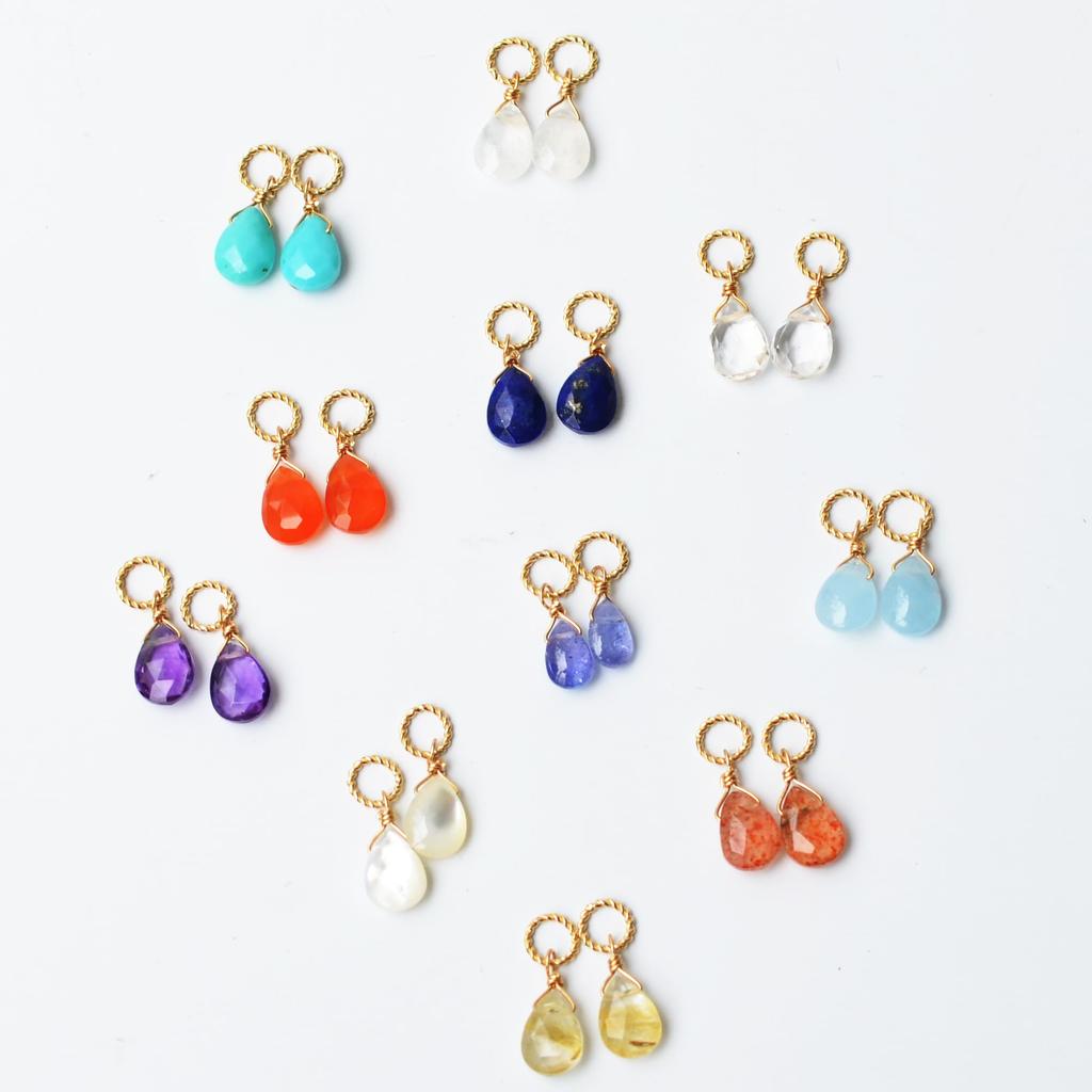Soi K10 Natural Stone Charm, Earring Charm, Pendant Top, Interchangeable (Turquoise)