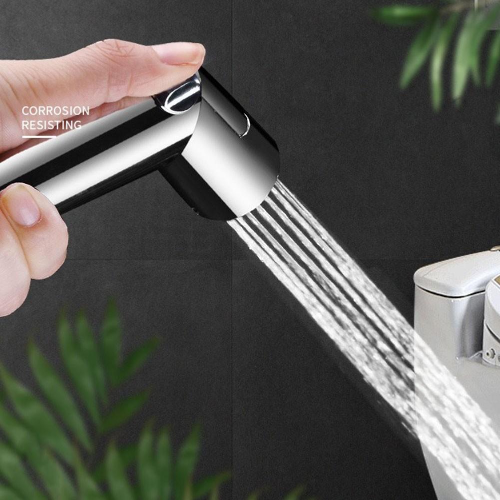 Hand Held Bidet For Bathroom Self Cleaning Press-free Silver
