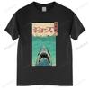 Shark In The Sea With Japanese UkiyoE TShirts Summer Short Sleeve Unisex T Shirt Cool Streetwear Tshirt Harajuku Hip Hop TShirt