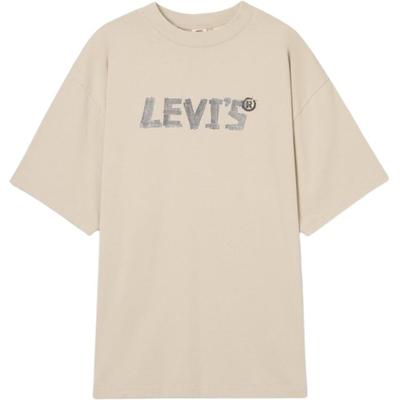 Levis volné tričko s potiskem písmen, kulatým výstřihem a krátkým rukávem, pánské topy, béžové, 001B0-0001