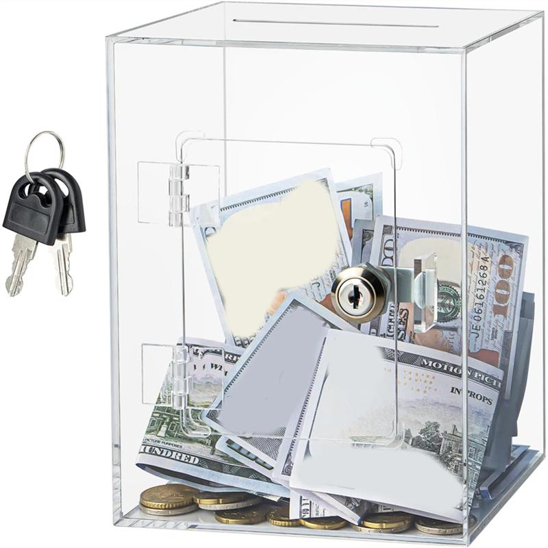 Openable Clear Acrylic Piggy Bank With Lock& Key, Reusable Money Saving Box For Adults Kids For Birthday